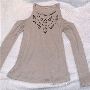 Hollister Beaded Cold Shoulder Long Sleeve Tee